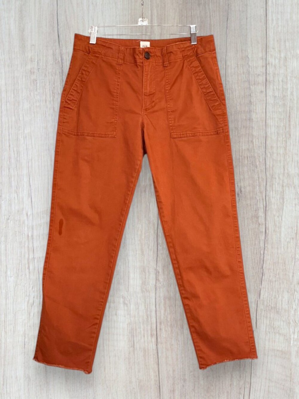 GAP Girlfriend Khaki Pants Rust Orange Utility Cropped Stretch Pocket Fall 6